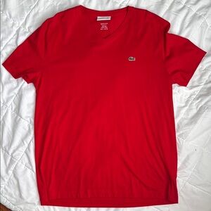 Lacoste Red Short Sleeve Tee Classic V-Neck